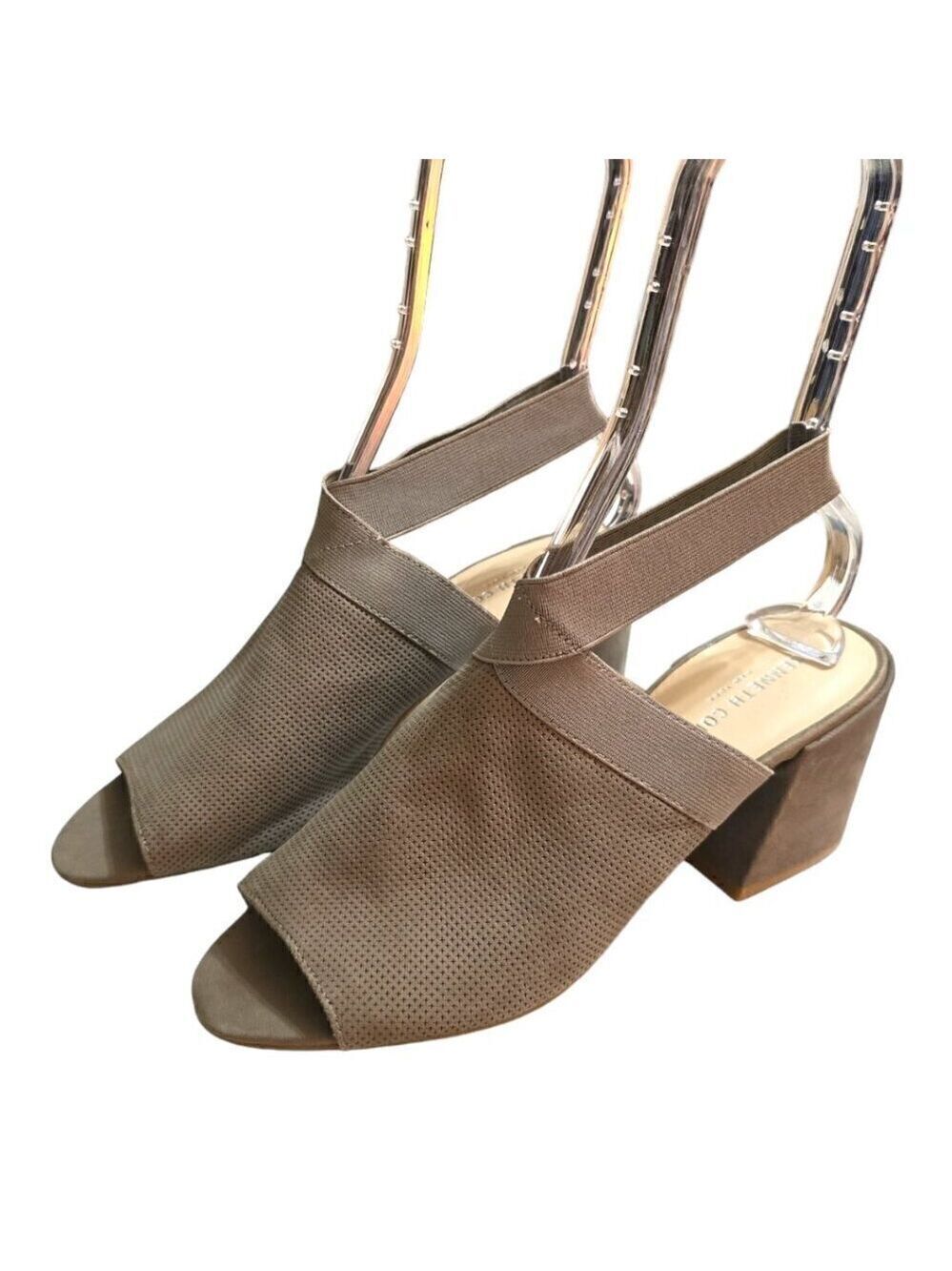 Kenneth Cole Taupe Hannon Perforated Leather Open Toe Slingback Sandal Sz 9.5